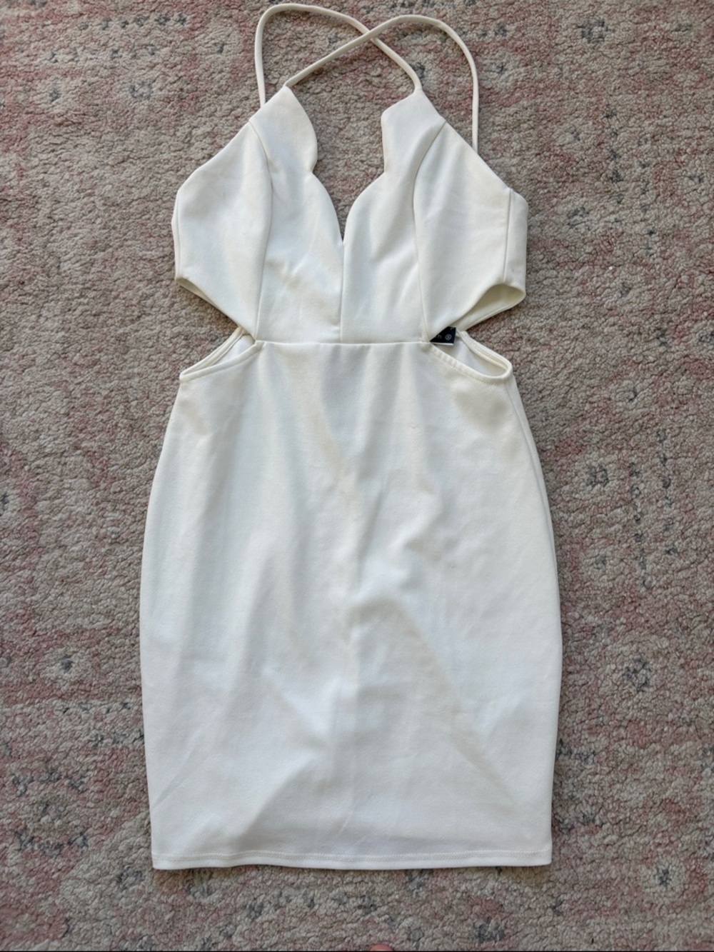 Blue Blush White Cutout Mini Dress with Strappy Back
